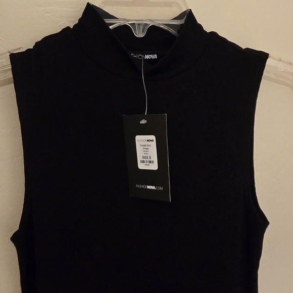 Black. Ribbed Midi Dress Size Small by Fashion Nova Rydell Midi Dress - Picture 5 of 9